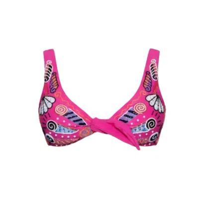 Oceanus Swimwear Women's Pink Oceanus X Zandra Rhodes Nebula Shell Bikini Top - Fuchsia In Pink