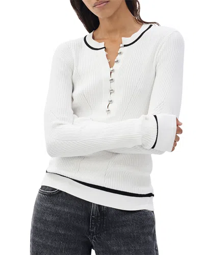 Rag & Bone Kassy Rib Henley Tee In White