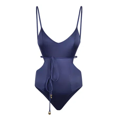 Bianca Resortwear Women's Blue Vittoria Swimsuit In Charcoal In Blue