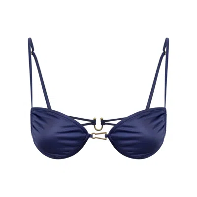 Bianca Resortwear Women's Blue Calla Bikini Top In Charcoal In Blue