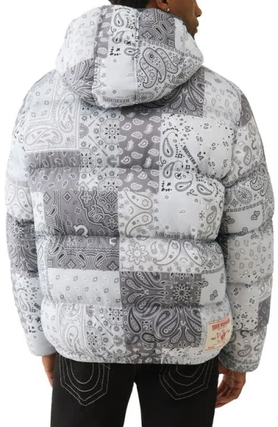 True Religion Bandana Print Puffer Jacket In Gray