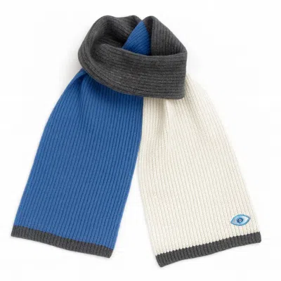 Beira Women's Blue / Grey Wool & Cashmere Stripe Scarf – Cool Tones In Gray