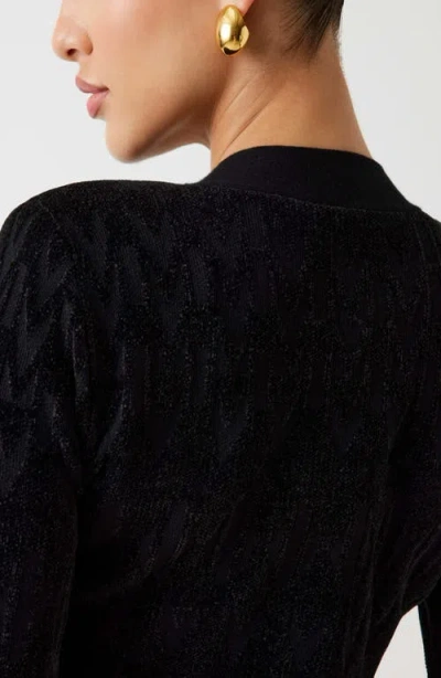 Marciano Adele Logo Jacquard Long Sleeve Chenille Sweater Dress In Black