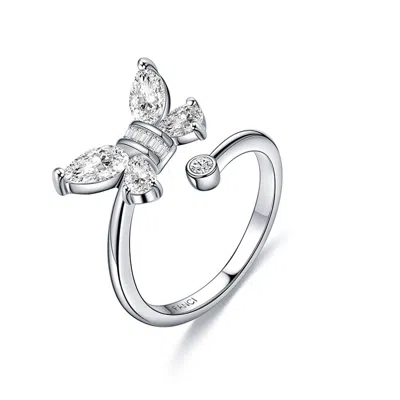 Fanci Me Women's "azura" Butterfly Statement Sterling Silver Ring - White In White