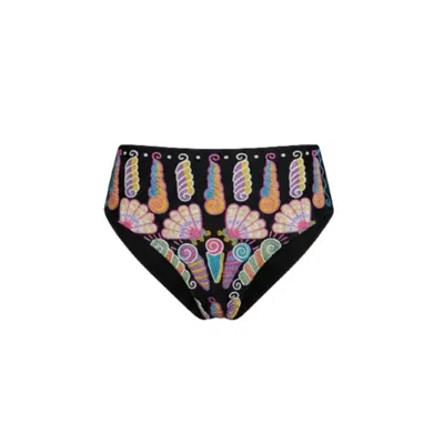 Oceanus Swimwear Women's Oceanus X Zandra Rhodes Nebula Shell Bikini Bottom - Black In Black