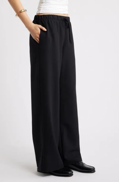 Open Edit Wide Leg Linen Blend Pants In Black