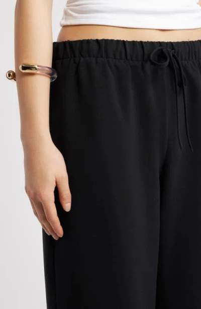 Open Edit Wide Leg Linen Blend Pants In Black