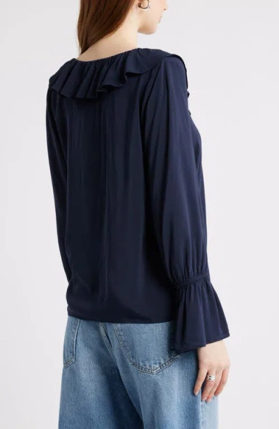 Nordstrom Ruffle Front Top In Blue