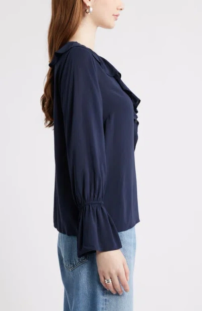 Nordstrom Ruffle Front Top In Blue