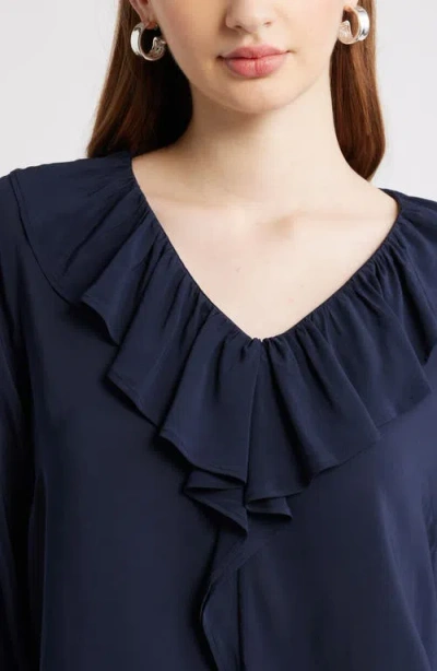 Nordstrom Ruffle Front Top In Blue