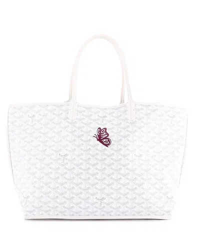 Pre-owned Pre-owned Goyard  Goyard Pm Anjou Reversible Tote Printed Coated Canvas In White