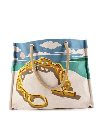 Pre-owned Pre-owned Hermes  Hermes La Plage Beach Tote Bag Printed Canvas