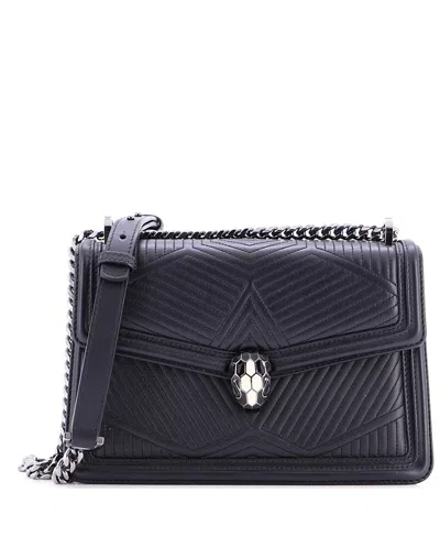 Pre-owned Pre-owned Bvlgari  Bvlgari Small Serpenti Forever Shoulder Bag Quilted Leather In Black