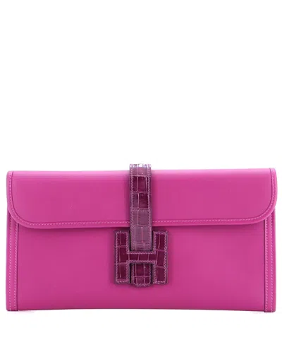 Pre-owned Pre-owned Hermes  Hermes 29 Jige Elan Touch Clutch Swift With Alligator In Purple