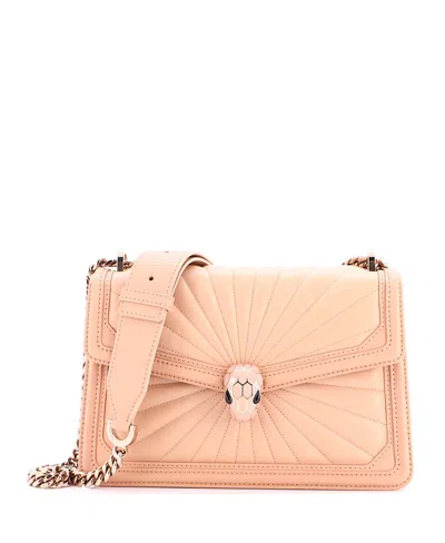 Pre-owned Pre-owned Bvlgari  Bvlgari Mini Serpenti Diamond Blast Shoulder Bag Quilted Leather In Pink