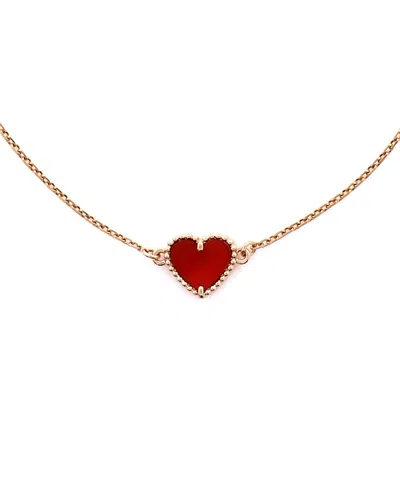 Pre-owned Pre-owned Van Cleef & Arpels  Van Cleef & Arpels Sweet Alhambra Heart Bracelet 18k Rose Gold With Carnelian In Pink