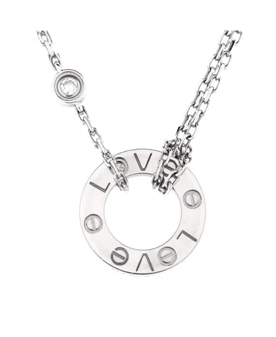 Pre-owned Pre-owned Cartier  Cartier 2 Diamonds Love Pendant Necklace 18k White Gold With Diamonds, 14.75 - 16"