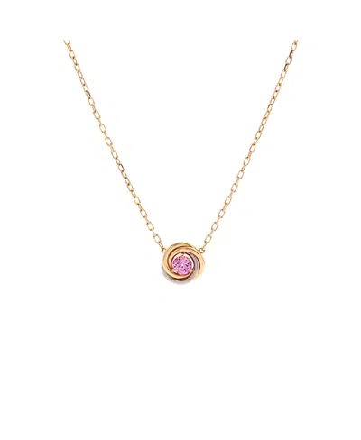 Pre-owned Pre-owned Cartier  Cartier Trinity Diamond Pendant Necklace 18k Tricolor Gold And Pink Sapphire, 15.25 - 16.5