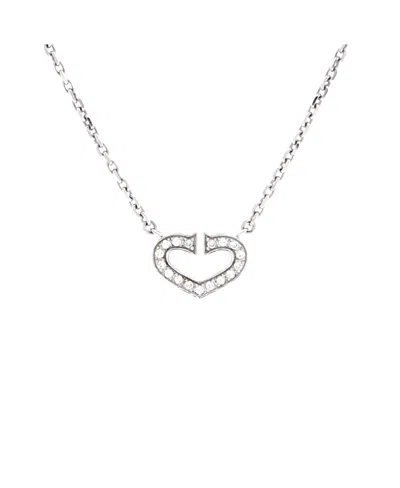 Pre-owned Pre-owned Cartier  Cartier C Heart De Cartier Pendant Necklace 18k White Gold With Pave Diamonds, 16.75"