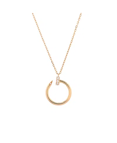 Pre-owned Pre-owned Cartier  Cartier Juste Un Clou Pendant Necklace 18k Rose Gold With Diamonds, 15.5 - 16.25" In Pink