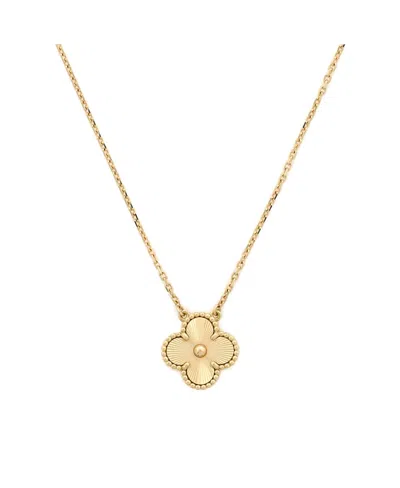 Pre-owned Pre-owned Van Cleef & Arpels  Van Cleef & Arpels Vintage Alhambra Pendant Necklace Guilloche 18k Gold, 14.75 - 16.5"