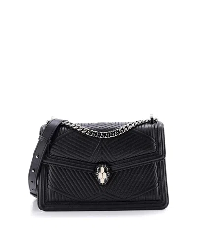 Pre-owned Pre-owned Bvlgari  Bvlgari Small Serpenti Forever Shoulder Bag Quilted Leather In Black