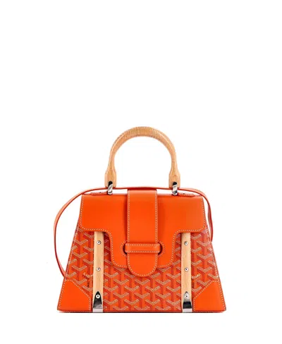 Pre-owned Pre-owned Goyard  Goyard Pm Saigon Top Handle Bag Coated Canvas With Leather In Orange