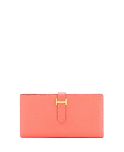 Pre-owned Pre-owned Hermes  Hermes Long Bearn Wallet Epsom In Red