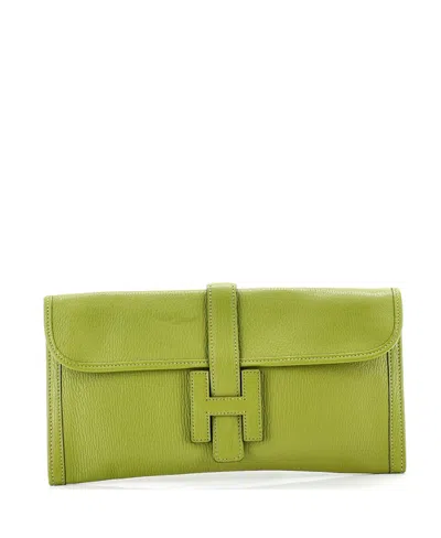 Pre-owned Pre-owned Hermes  Hermes 29 Jige Elan Clutch Chevre Mysore In Green