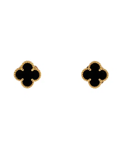 Pre-owned Pre-owned Van Cleef & Arpels  Van Cleef & Arpels Sweet Alhambra Stud Earrings 18k Gold And Onyx
