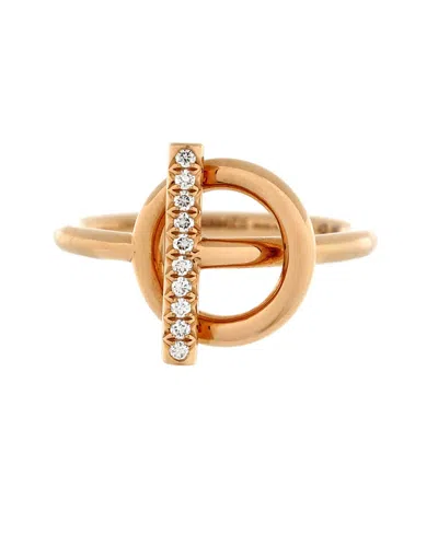 Pre-owned Pre-owned Hermes  Hermes Small Echappee Ring 18k Rose Gold And Diamonds