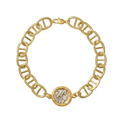 Alexie Of Athens Women's Gold Reversible Ancient Coin Anklet In Gold