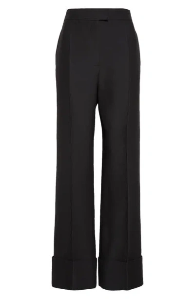 Valentino Crepe Couture Straight Leg Pants In Black
