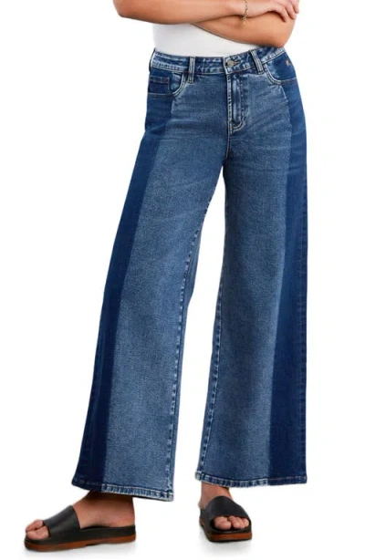 Wash Lab Denim Relaxed Wide Leg Jeans In Blue