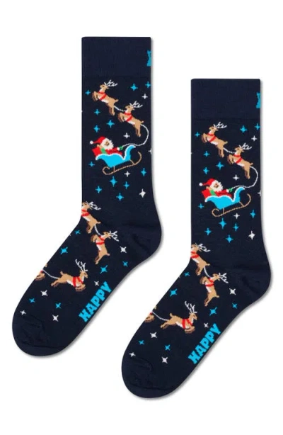 Happy Socks Assorted 24-pack Cotton Blend Crew Socks Advent Calendar In Blue