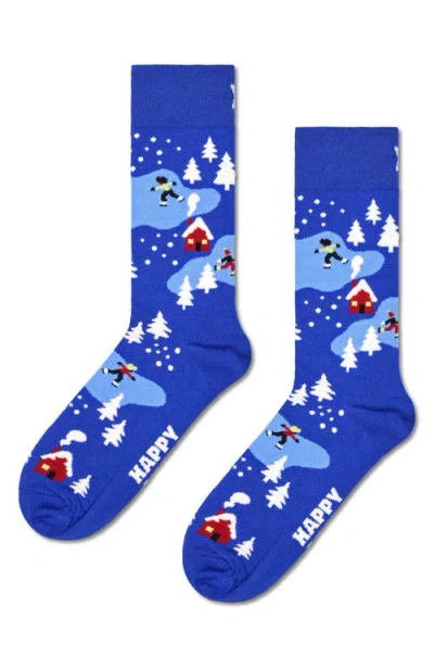 Happy Socks Assorted 24-pack Cotton Blend Crew Socks Advent Calendar In Blue