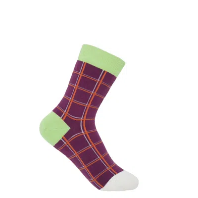 Peper Harow - Made In England Grid Women's Socks – Purple In Purple