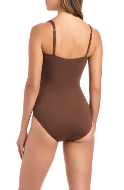 Bleu Rod Beattie Rod Beattie Kore Shirred Underwire One-piece Swimsuit In Brown