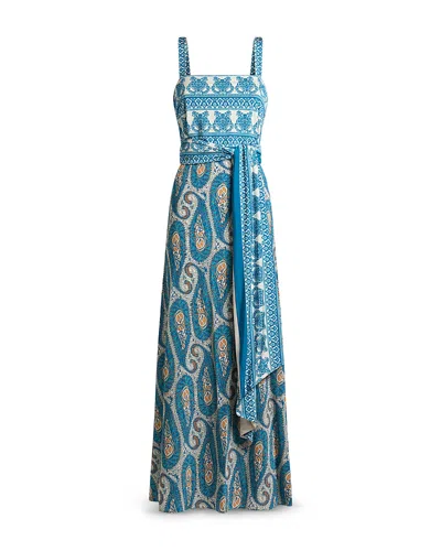 Etro Wrap Flared Maxi Dress In Blue