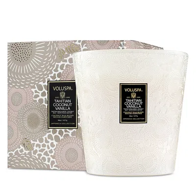 Voluspa Tahitian Coconut Vanilla 3 Wick Hearth Candle In White