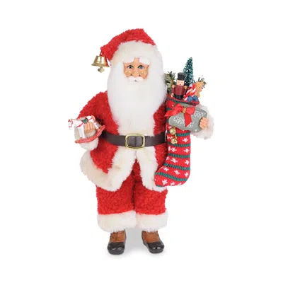 Karen Didion Originals Classic Santa With Christmas Stocking Figurine In Multi