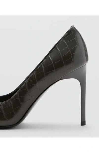 Mango Croc-effect Heeled Shoes Light Heather Grey In Gray