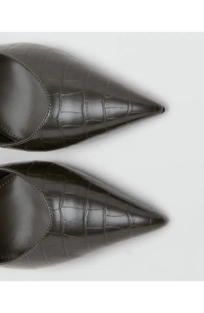 Mango Croc-effect Heeled Shoes Light Heather Grey In Gray