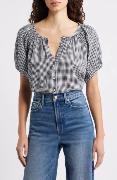 Doen Dôen June Gingham Check Organic Cotton Top In Blue