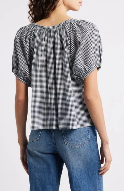 Doen Dôen June Gingham Check Organic Cotton Top In Blue