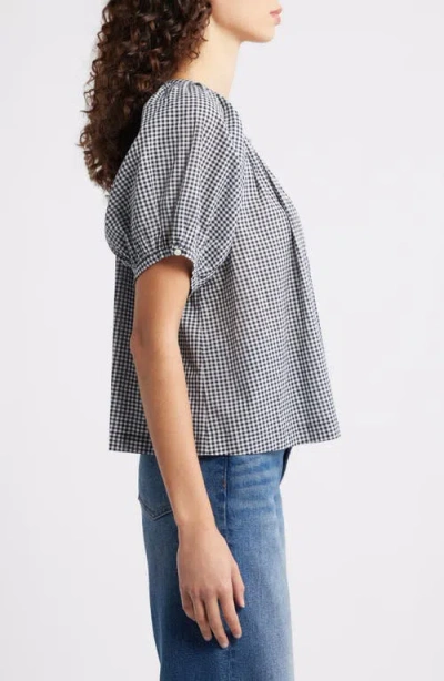 Doen Dôen June Gingham Check Organic Cotton Top In Blue