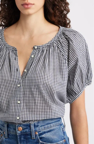 Doen Dôen June Gingham Check Organic Cotton Top In Blue