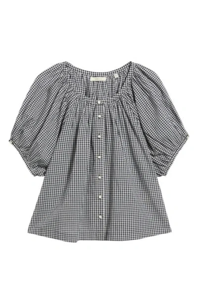 Doen Dôen June Gingham Check Organic Cotton Top In Blue