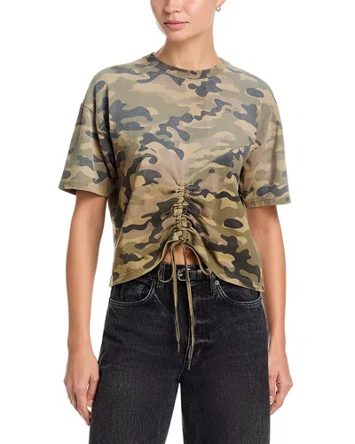 Ksubi Camo Ruched Everyday Short Sleeve Tee In Green