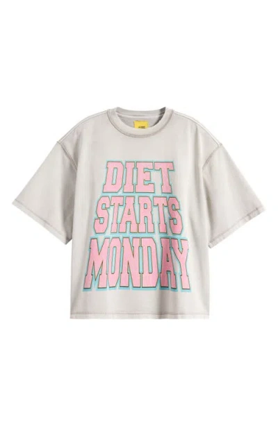 Diet Starts Monday Cotton Graphic T-shirt In Gray